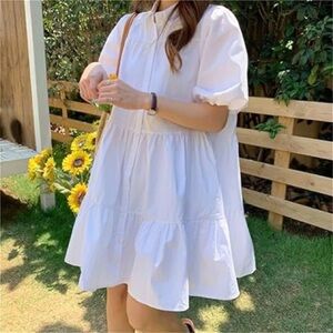 Trendy ruffled DOLL tunic/mini dress w shabby chic resort vacay vibe